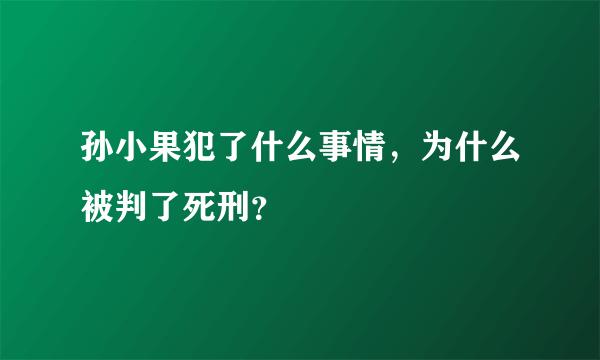 孙小果犯了什么事情，为什么被判了死刑？