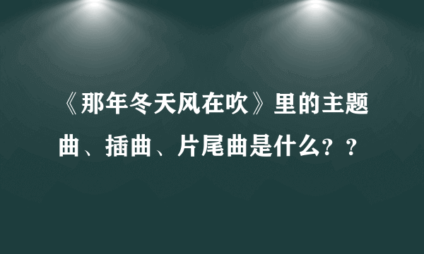 《那年冬天风在吹》里的主题曲、插曲、片尾曲是什么？？