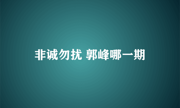 非诚勿扰 郭峰哪一期