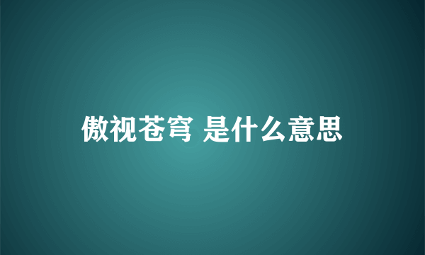 傲视苍穹 是什么意思