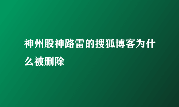 神州股神路雷的搜狐博客为什么被删除