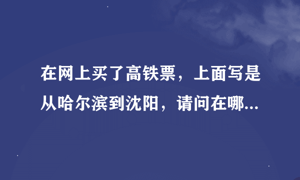 在网上买了高铁票，上面写是从哈尔滨到沈阳，请问在哪个车站上车，哈站吗？