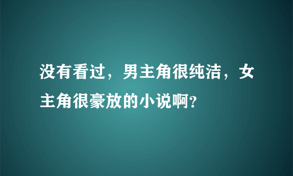 没有看过，男主角很纯洁，女主角很豪放的小说啊？