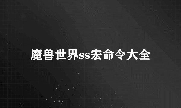 魔兽世界ss宏命令大全