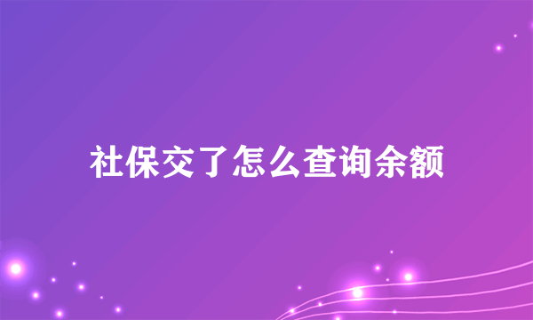 社保交了怎么查询余额