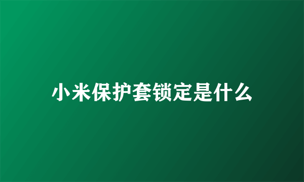 小米保护套锁定是什么