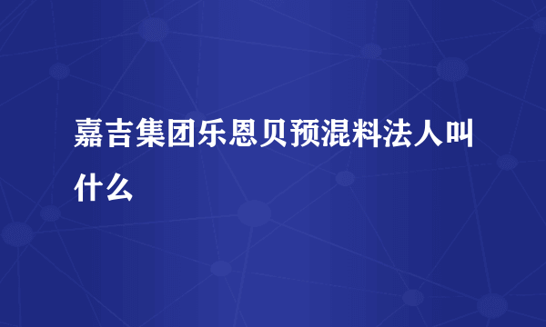 嘉吉集团乐恩贝预混料法人叫什么