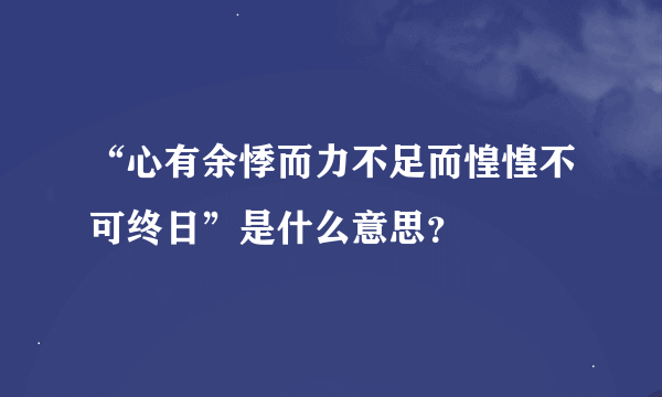 “心有余悸而力不足而惶惶不可终日”是什么意思？