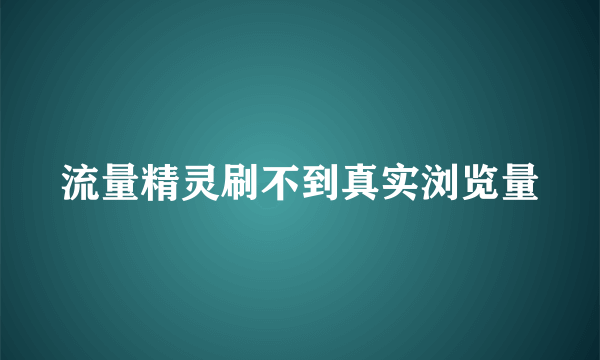 流量精灵刷不到真实浏览量