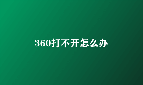 360打不开怎么办