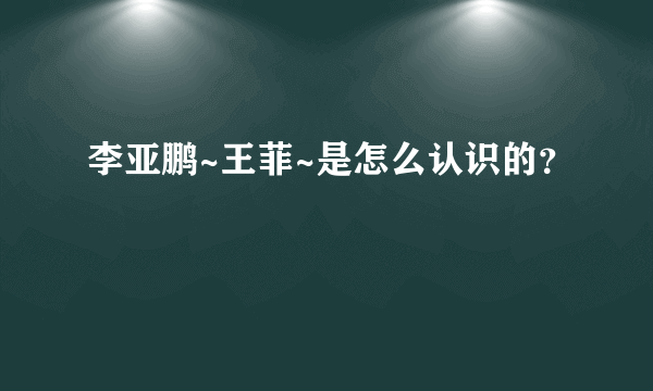 李亚鹏~王菲~是怎么认识的？