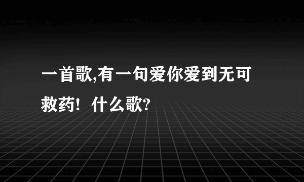 一首歌,有一句爱你爱到无可救药!  什么歌?