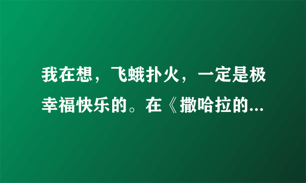 我在想，飞蛾扑火，一定是极幸福快乐的。在《撒哈拉的故事》的哪个章节中？？