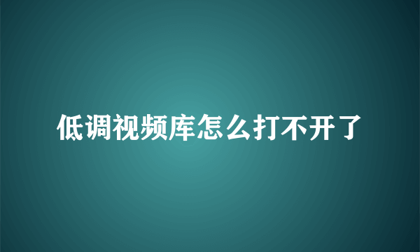 低调视频库怎么打不开了