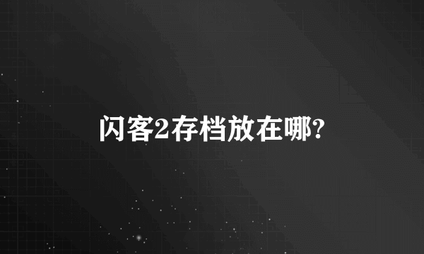 闪客2存档放在哪?