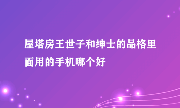 屋塔房王世子和绅士的品格里面用的手机哪个好