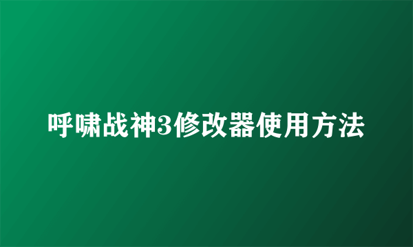 呼啸战神3修改器使用方法