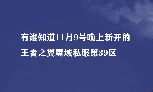 有谁知道11月9号晚上新开的王者之翼魔域私服第39区