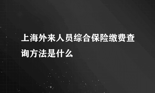 上海外来人员综合保险缴费查询方法是什么