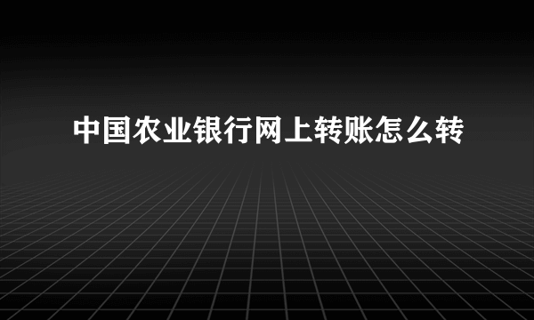 中国农业银行网上转账怎么转