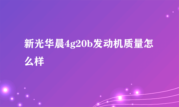 新光华晨4g20b发动机质量怎么样