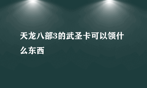 天龙八部3的武圣卡可以领什么东西