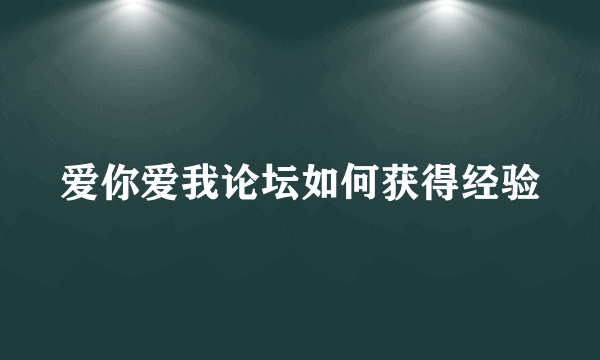 爱你爱我论坛如何获得经验