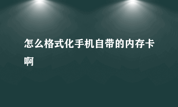 怎么格式化手机自带的内存卡啊