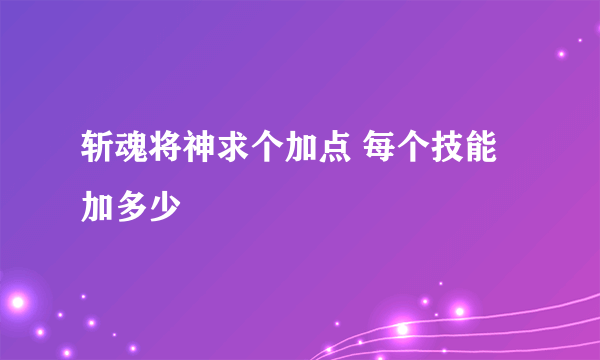 斩魂将神求个加点 每个技能加多少