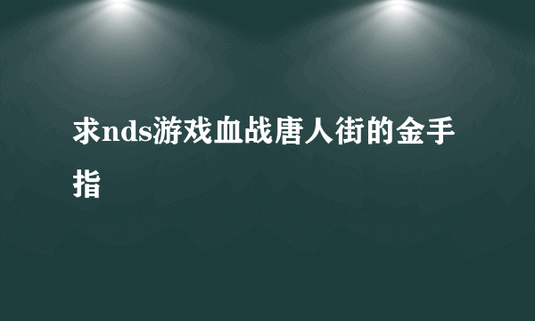 求nds游戏血战唐人街的金手指