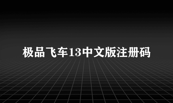 极品飞车13中文版注册码