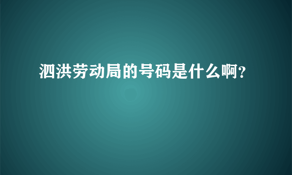 泗洪劳动局的号码是什么啊？