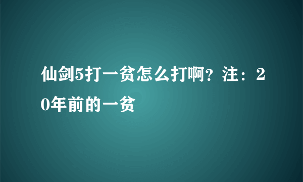 仙剑5打一贫怎么打啊？注：20年前的一贫