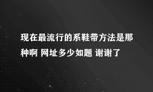 现在最流行的系鞋带方法是那种啊 网址多少如题 谢谢了