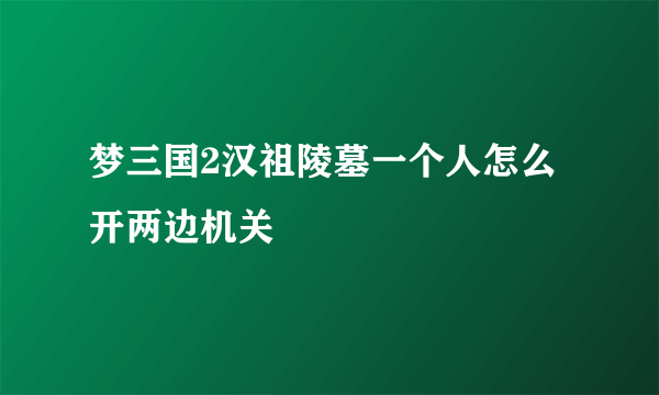 梦三国2汉祖陵墓一个人怎么开两边机关