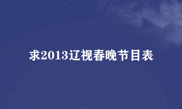 求2013辽视春晚节目表