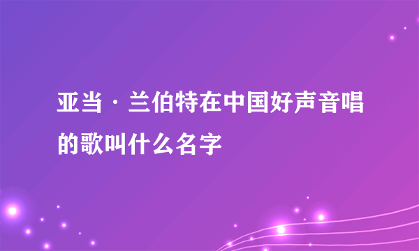 亚当·兰伯特在中国好声音唱的歌叫什么名字