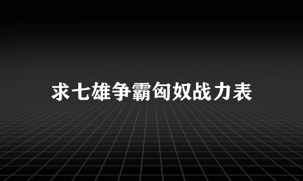 求七雄争霸匈奴战力表