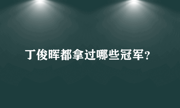 丁俊晖都拿过哪些冠军？