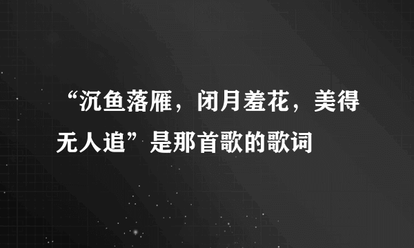 “沉鱼落雁，闭月羞花，美得无人追”是那首歌的歌词