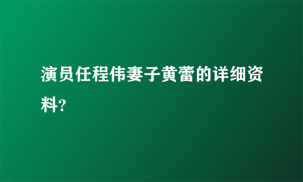 演员任程伟妻子黄蕾的详细资料？