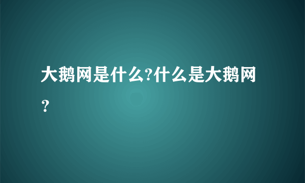 大鹅网是什么?什么是大鹅网？