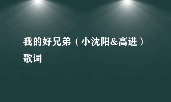 我的好兄弟（小沈阳&高进）歌词