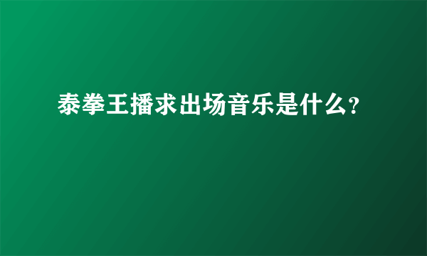 泰拳王播求出场音乐是什么？