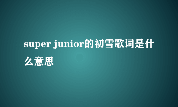 super junior的初雪歌词是什么意思