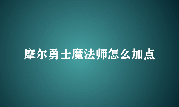 摩尔勇士魔法师怎么加点