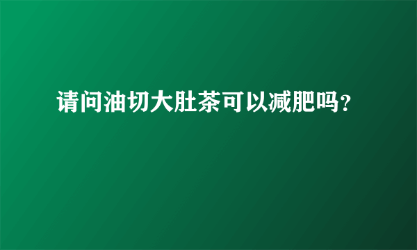 请问油切大肚茶可以减肥吗？