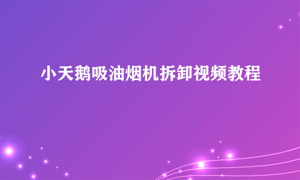 小天鹅吸油烟机拆卸视频教程