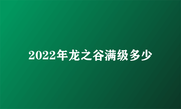 2022年龙之谷满级多少