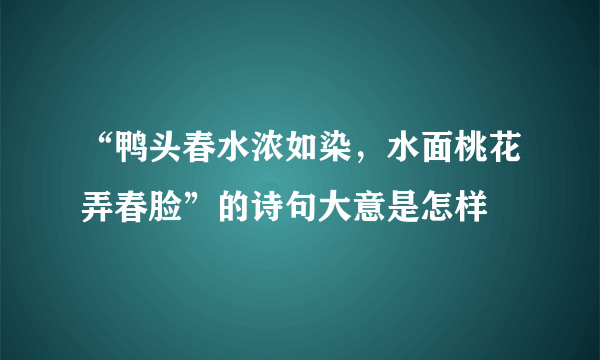 “鸭头春水浓如染，水面桃花弄春脸”的诗句大意是怎样